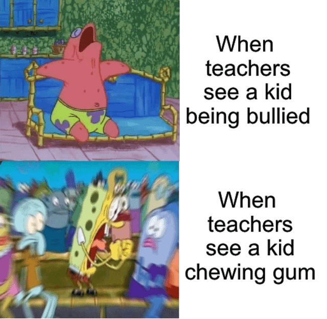 meme SpongeBob tentang permen karet