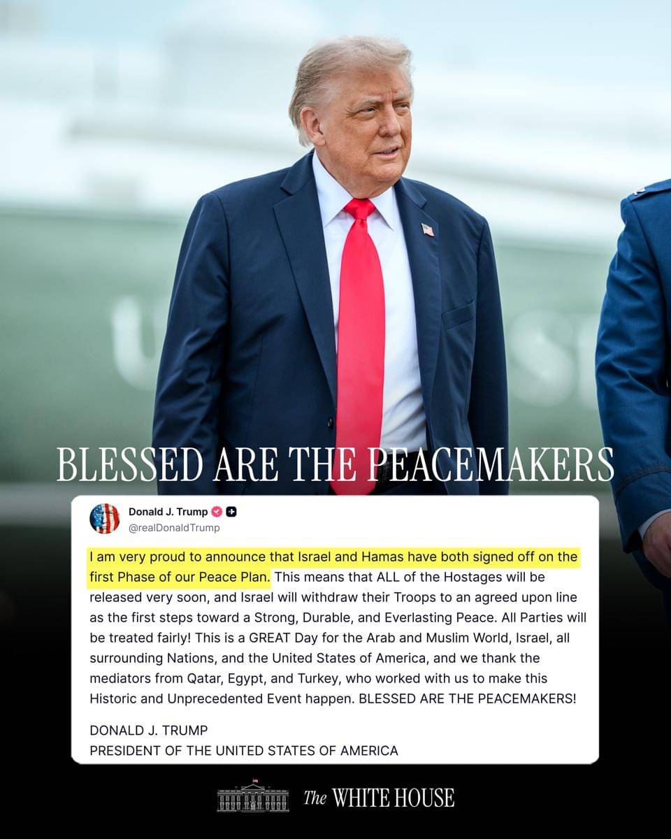 Postingan Trump untuk kesepakatan damai antara Hamas dan Israel (x.com/POTUS)