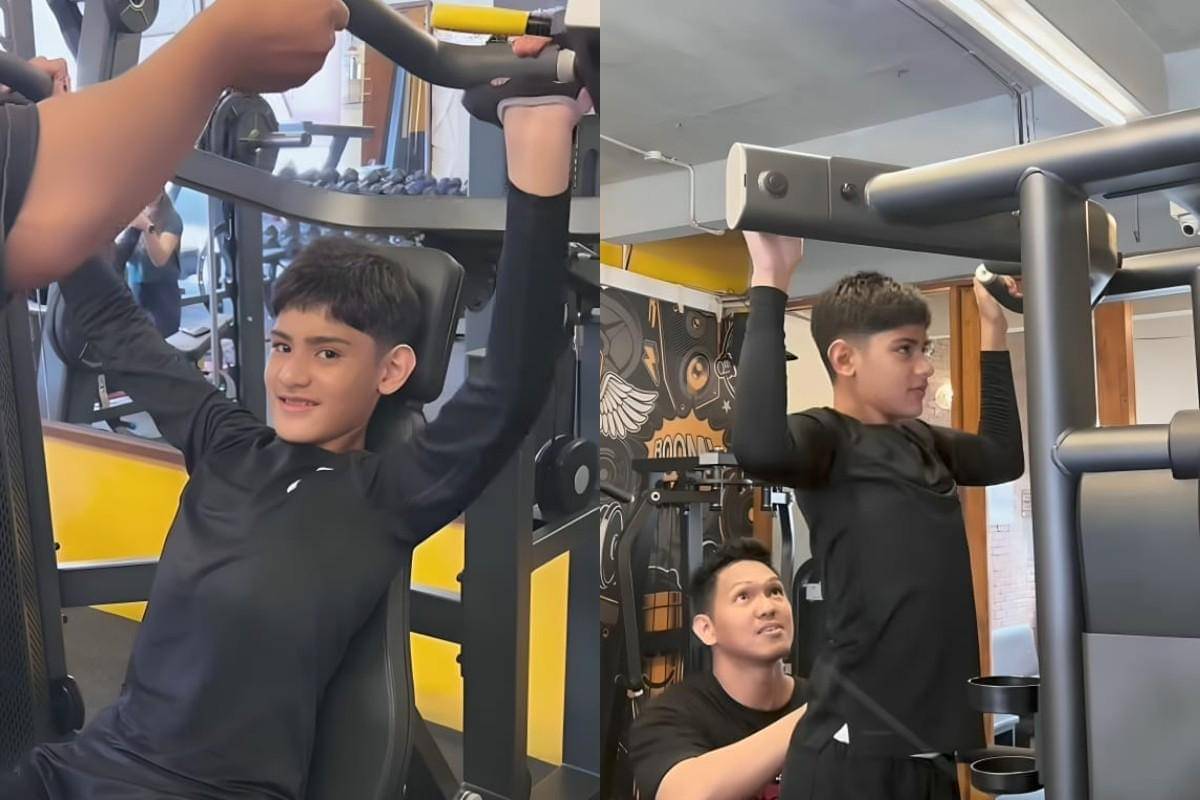 King Faaz latihan gym.