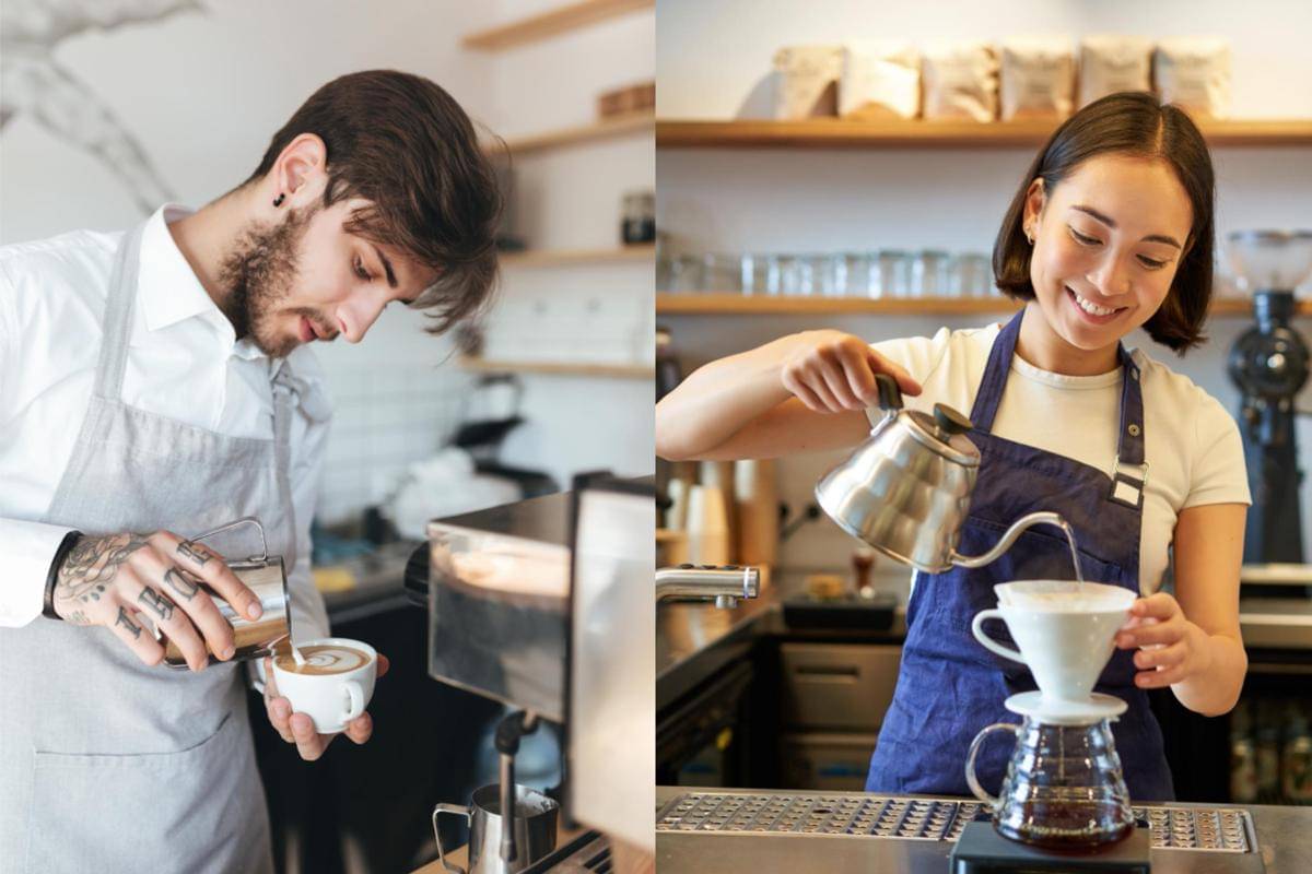 Potret barista dan brewer (freepik.com/garetsvisual | freepik.com/benzoix)
