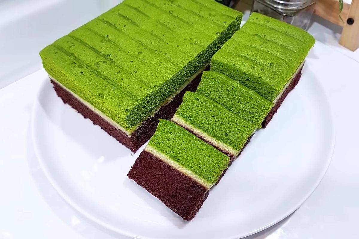 ilustrasi bolu lapis keju matcha black forest (YouTube.com/Ryanares kitchen)