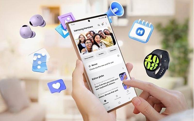 ilustrasi fitur komunitas di aplikasi Samsung Members 