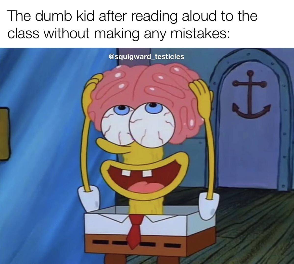 meme SpongeBob berotak besar 
