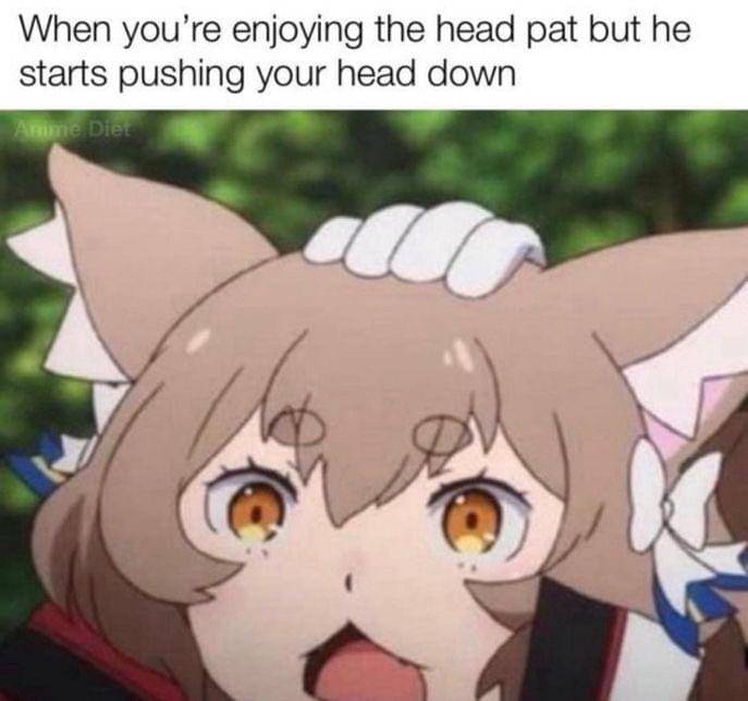 meme anime mengelus kepala