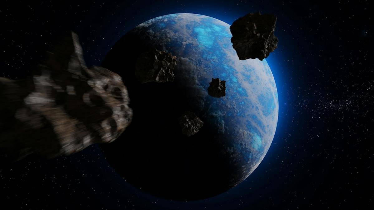 ilustrasi meteoroid yang akan menabrak Bumi