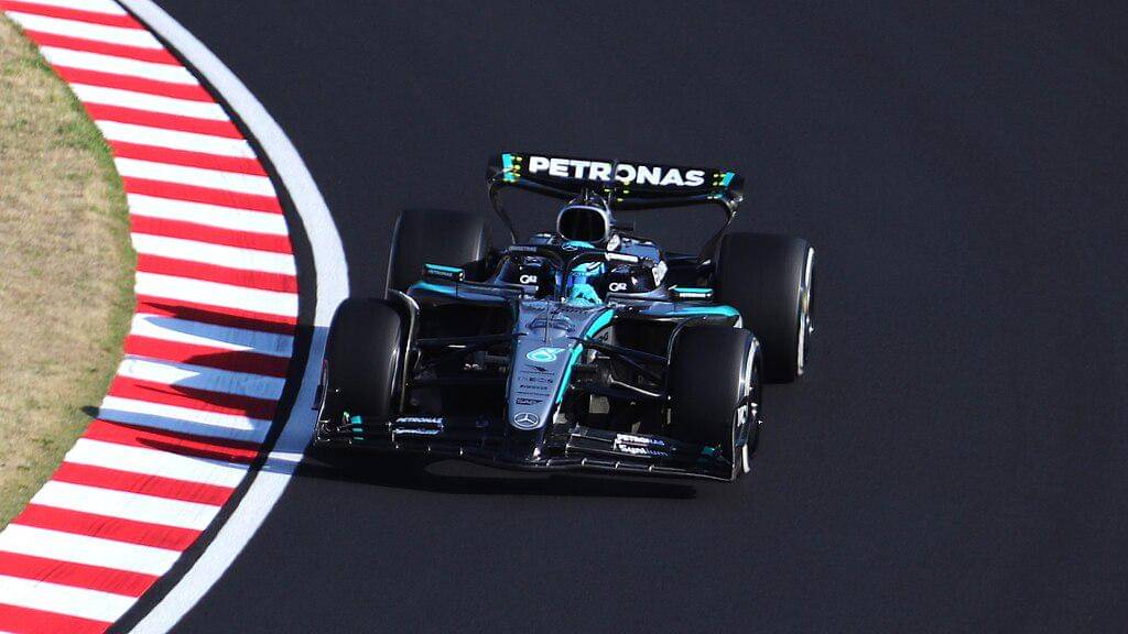 George Russell saat menjalani pekan balap Formula 1 GP Jepang 2025.