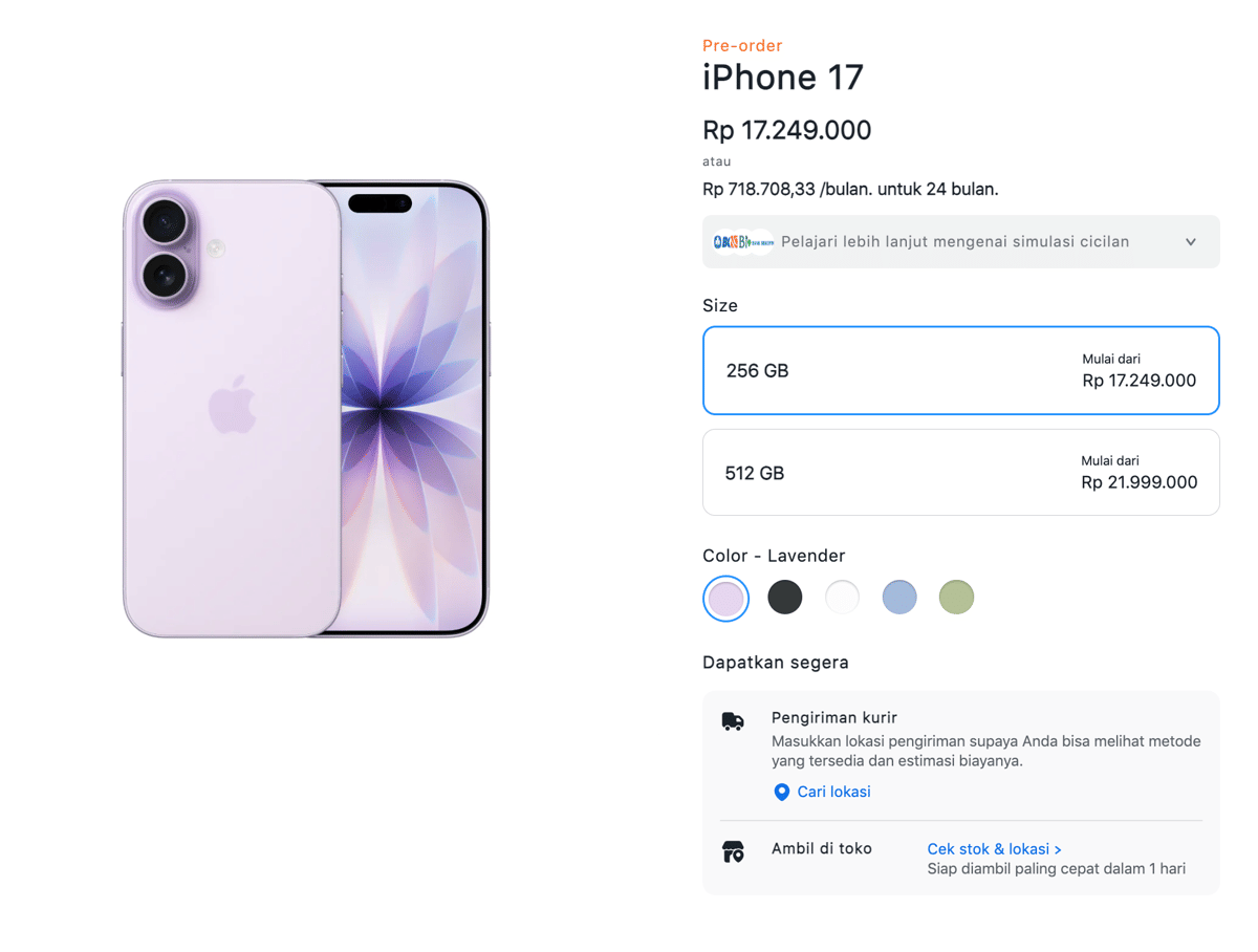 halaman pemesanan pre-order iPhone 17