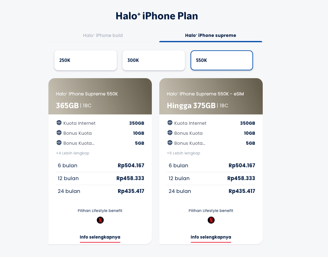Paket Halo⁺ iPhone Supreme 550K