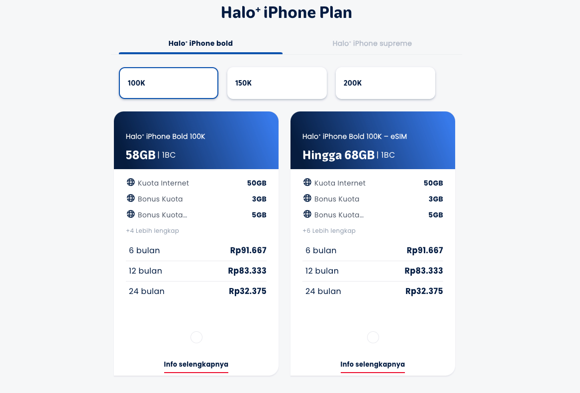 Paket Halo⁺ iPhone Bold 100K