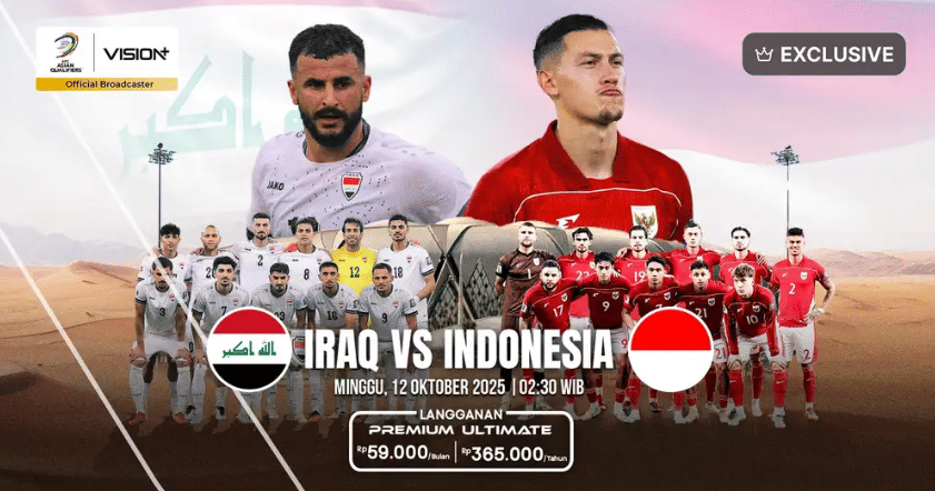 banner live streaming Irak vs Indonesia di Kualifikasi Piala Dunia 2026