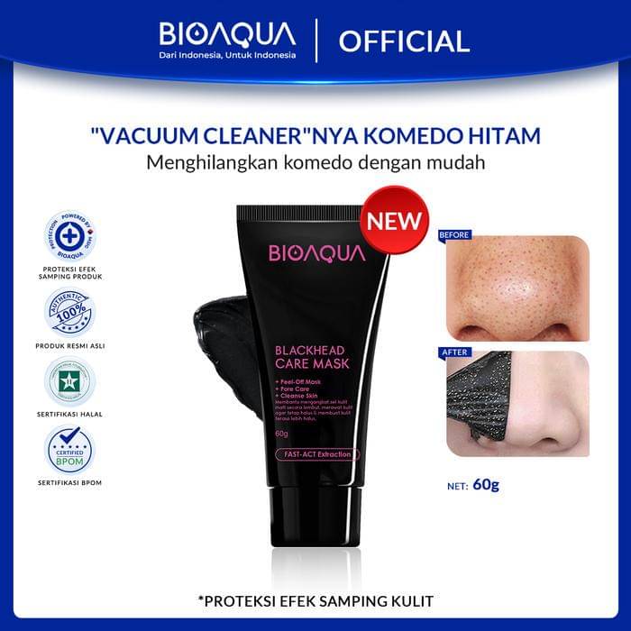 Blackhead Charcoal Peel Off Mask (tokopedia.com/Bioaqua Official Store)
