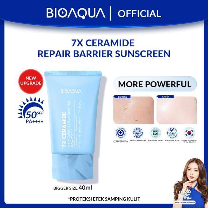 BIOAQUA 7X Ceramide Sunblcok Wajah Sunscreen SPF 50 PA++++ (tokopedia.com/Bioaqua Official Store)
