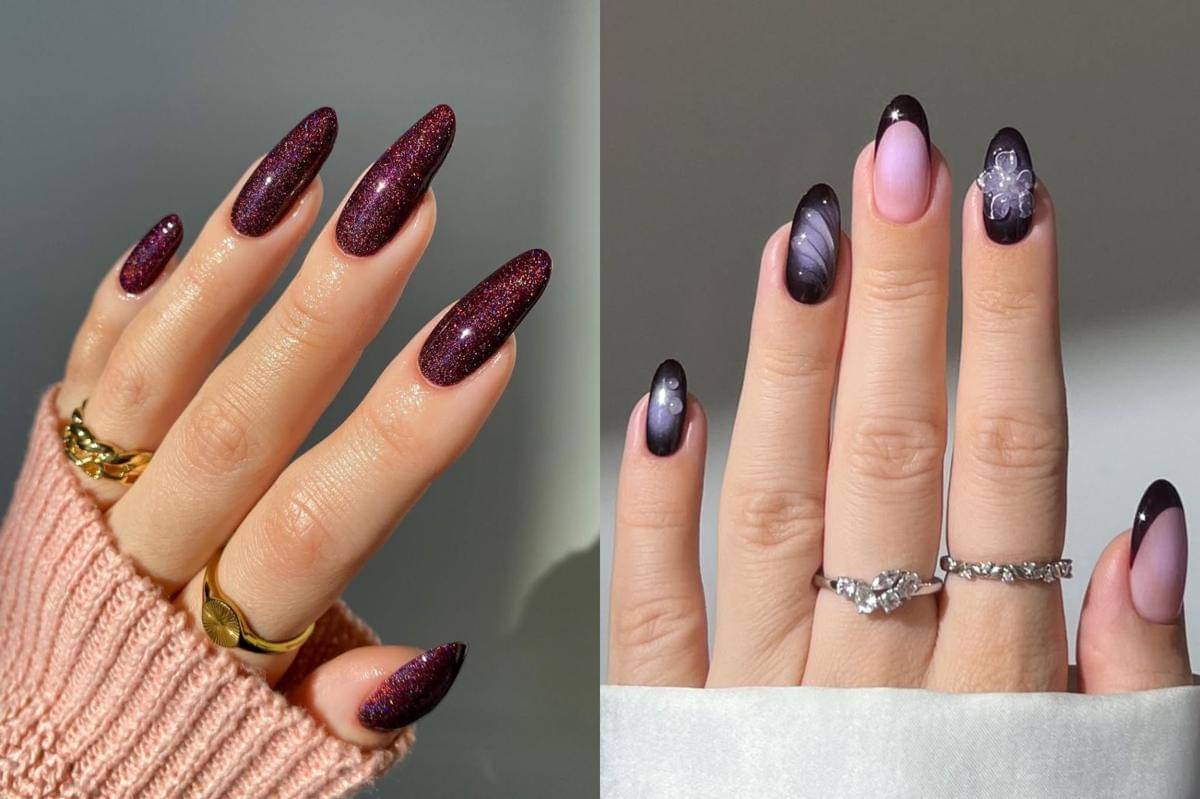 inspirasi eggplant nails (instagram.com/pop_polished | instagram.com/heygreatnails)
