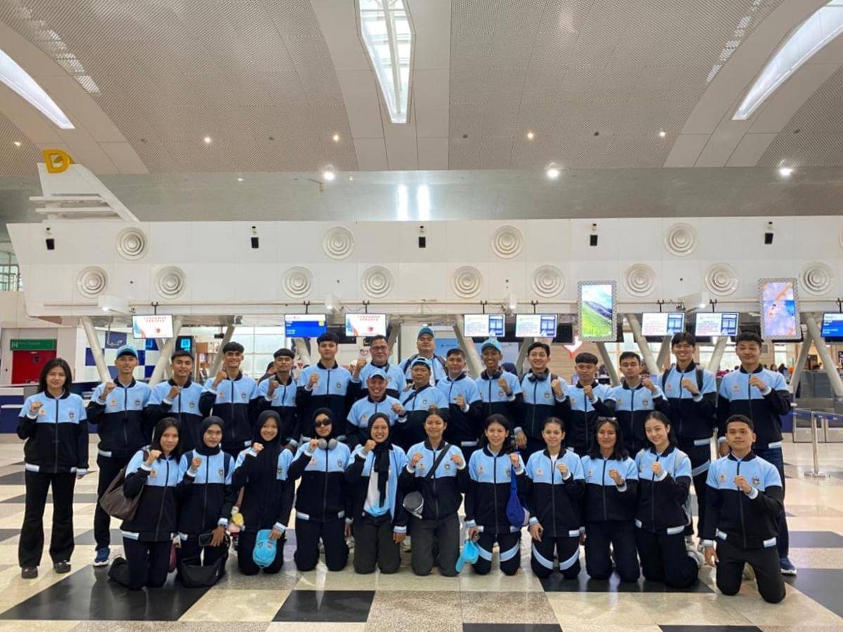 Tim taekwondo Sumut yang bertolak ke Kudus menghadapi PON Bela Diri (dok.istimewa)