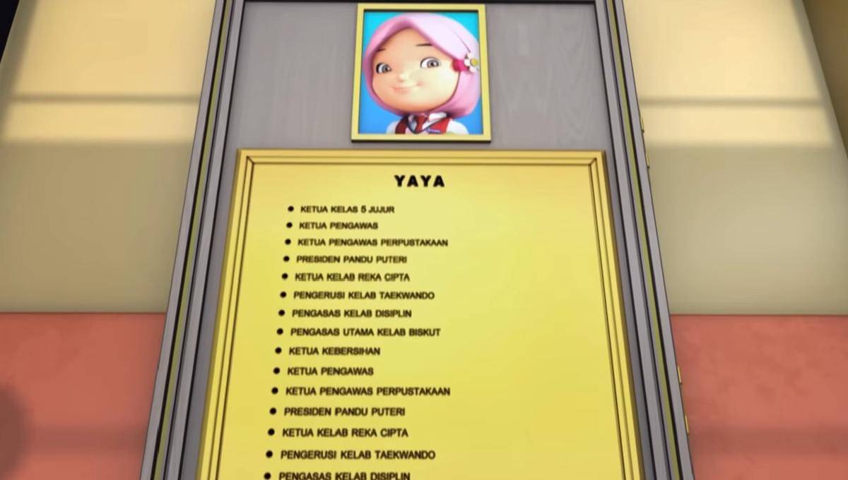 daftar jabatan penting Yaya di sekolah (youtube.com/Monsta Universe)