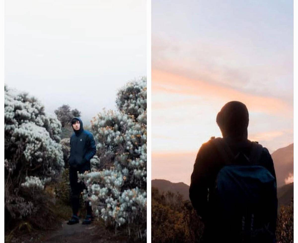 Kenny Austin mendaki gunung di Indonesia.