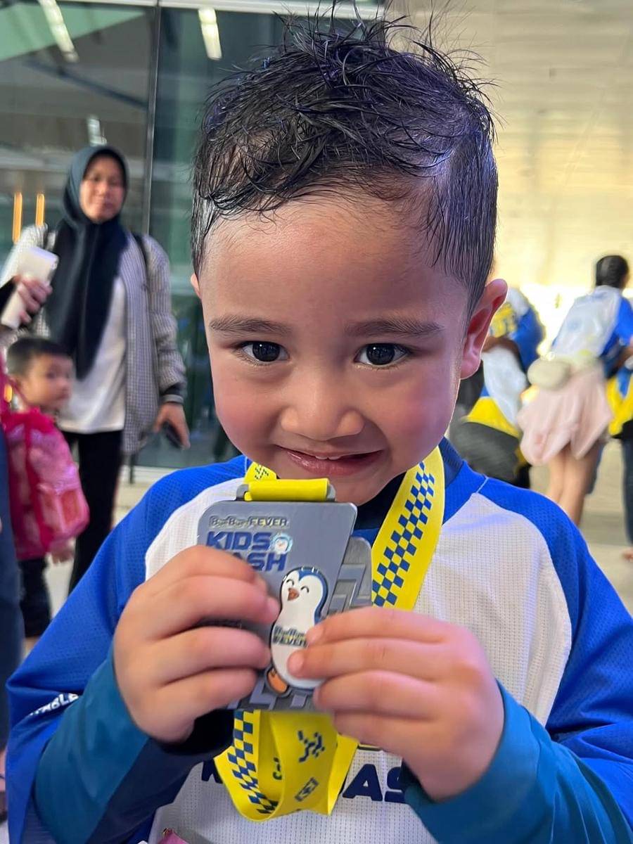 potret Rayyanza ikut marathon