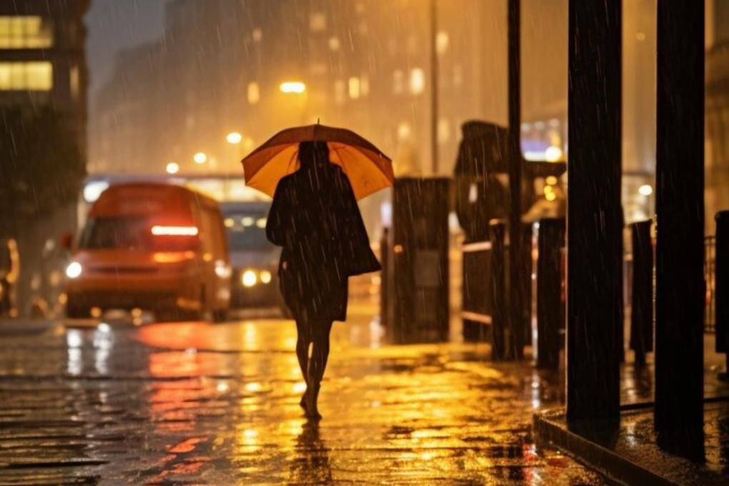 Ilustrasi hujan di malam hari