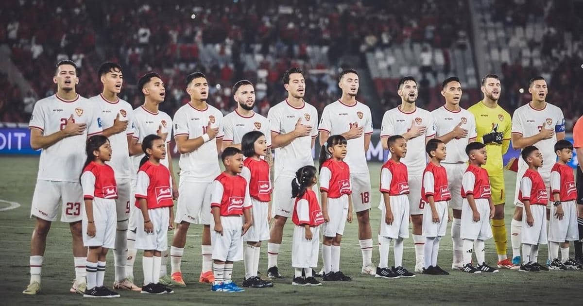 Pemain Timnas Indonesia menyanyikan Indonesia Raya (Suara.com)