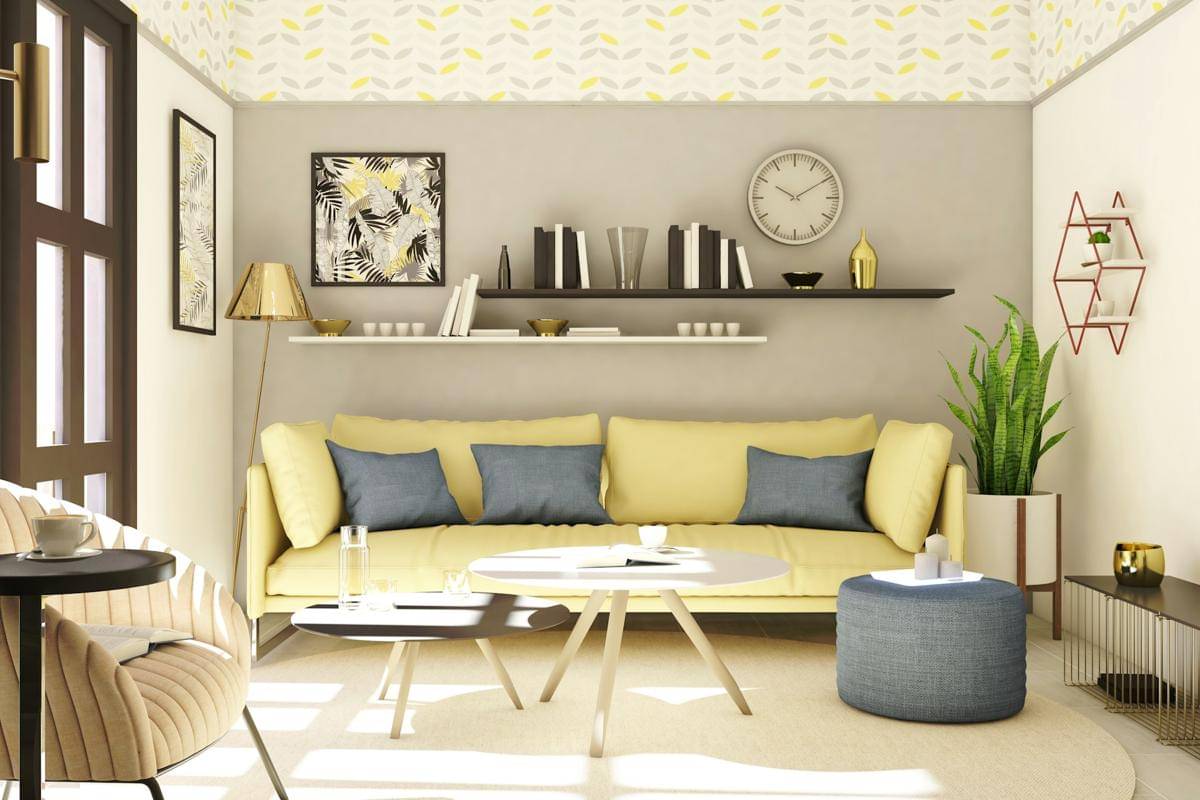 ilustrasi interior ruang tamu dengan warna buttercream (unsplash.com/Maiar Shalaby)