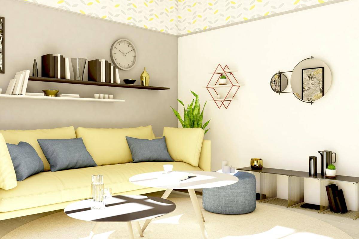 ilustrasi interior ruang tamu dengan warna buttercream (unsplash.com/Maiar Shalaby)