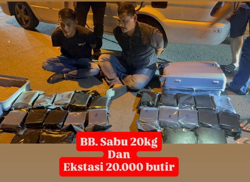 Bareskrim Tangkap 2 Kurir Bawa 20 Kg Sabu Malaysia di Cikarang