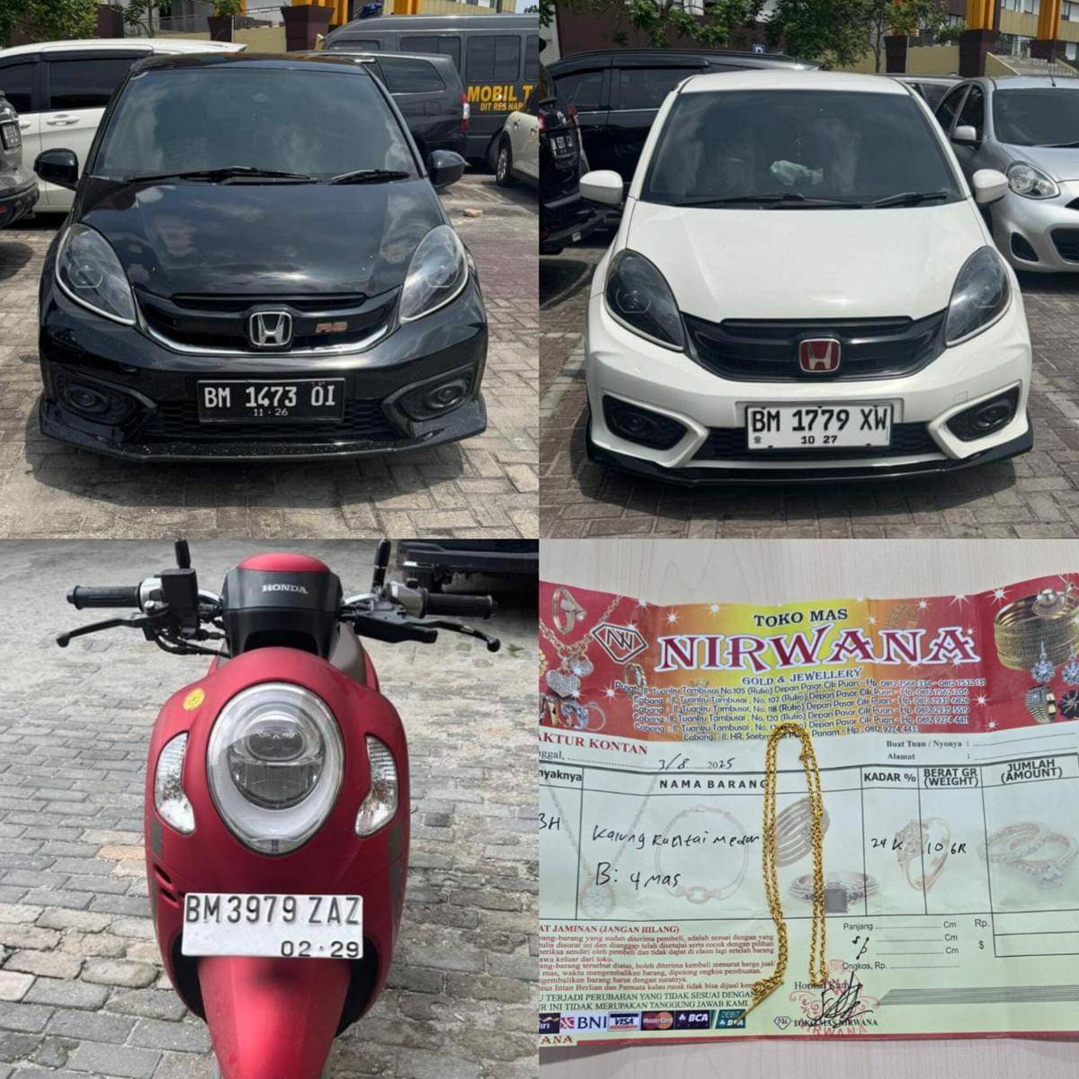 Barang bukti hasil kejahatan yang dilakukan tersangka Sisilia dan Syamsul