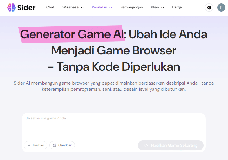 tampilan website Sider.AI