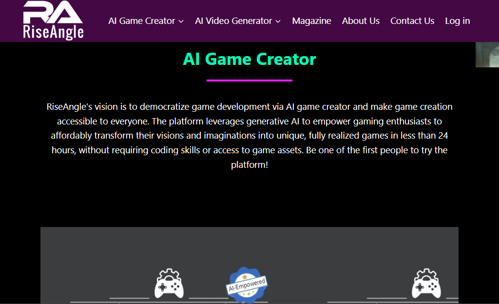 tampilan website RiseAngle
