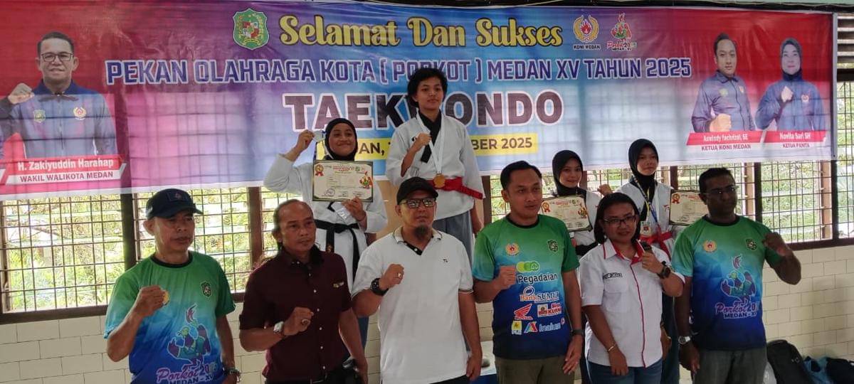 Medan Denai memastikan juara umum Taekwondo Porkot Medan XV (dok.media Porkot)