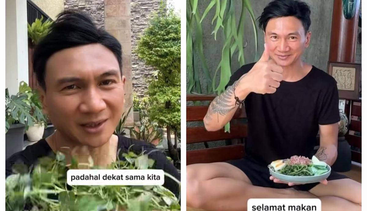 Anji berkebun di halaman rumah
