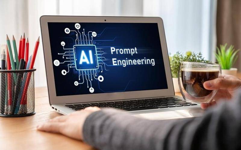 ilustrasi seseorang yang bekerja sebagai AI Prompt Engineer