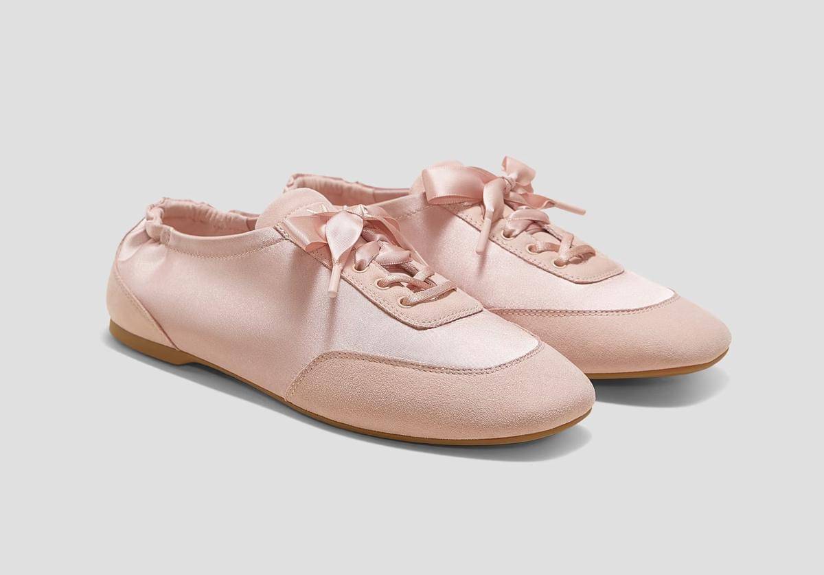 VIVAIA - Square-Toe Lace-Up Satin Sneakerina