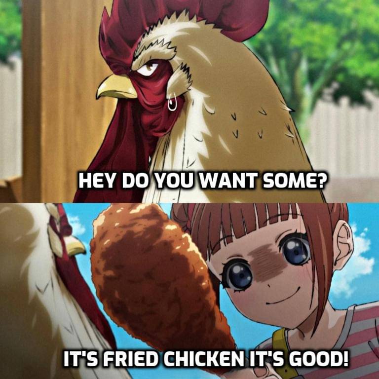 meme anime tentang ayam goreng