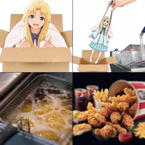 meme anime tentang ayam goreng
