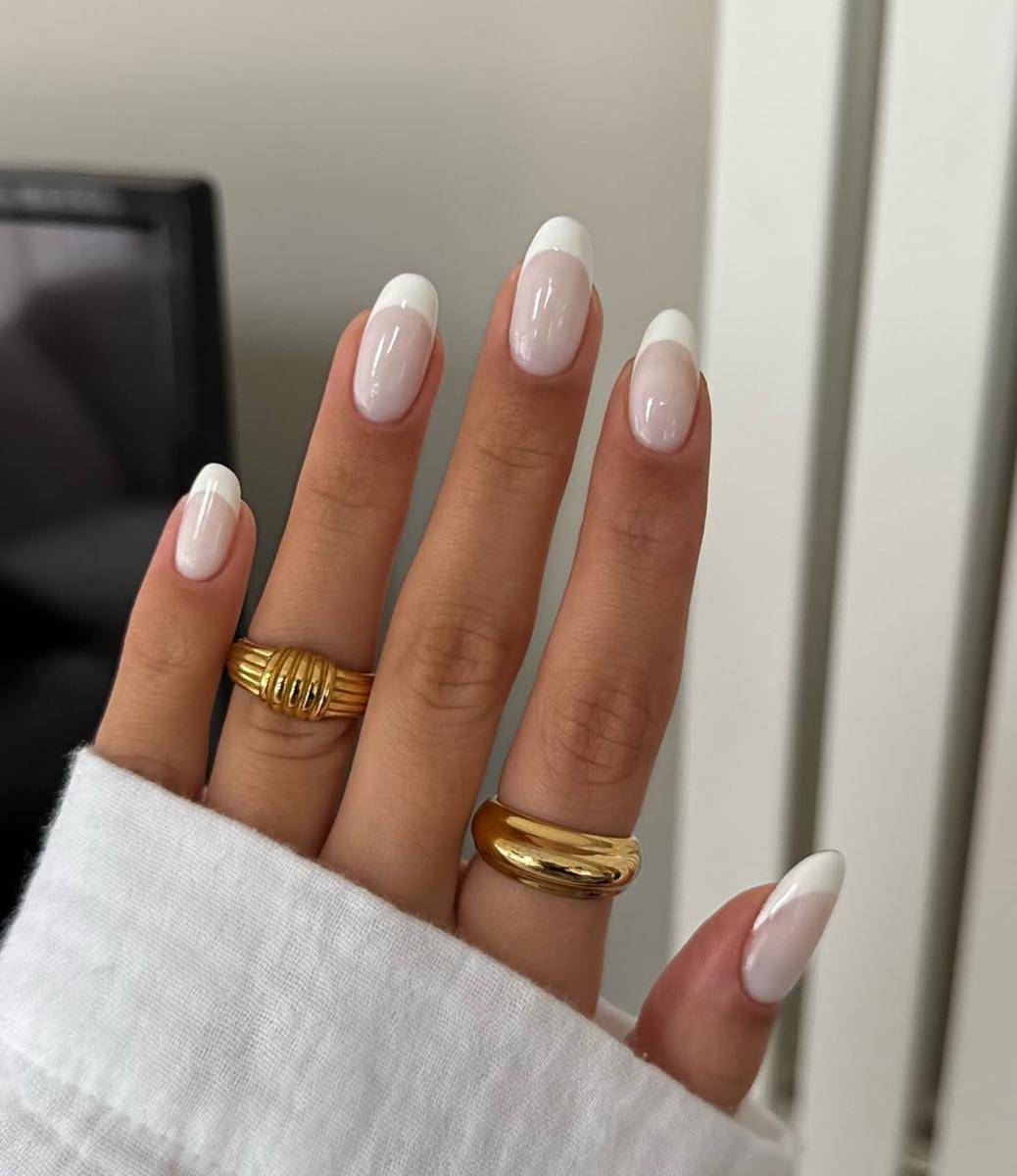 milky white nails