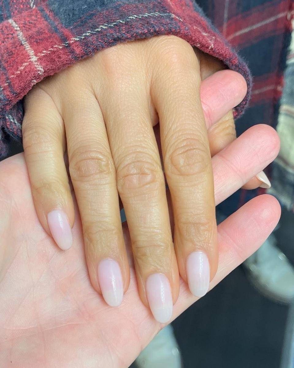 milky white nails