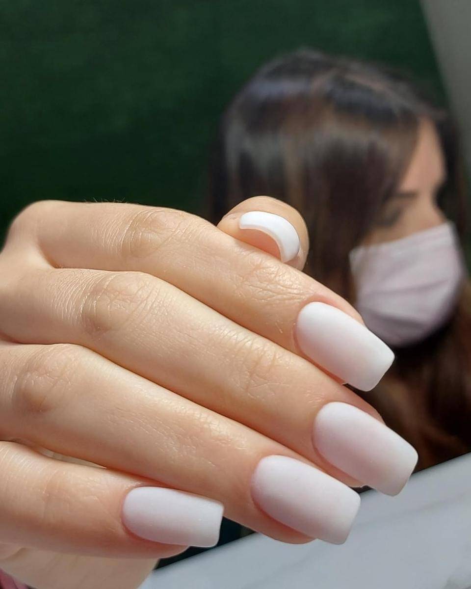 milky white nails