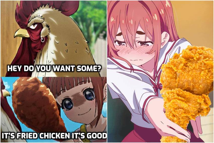 kolase meme anime tentang ayam goreng