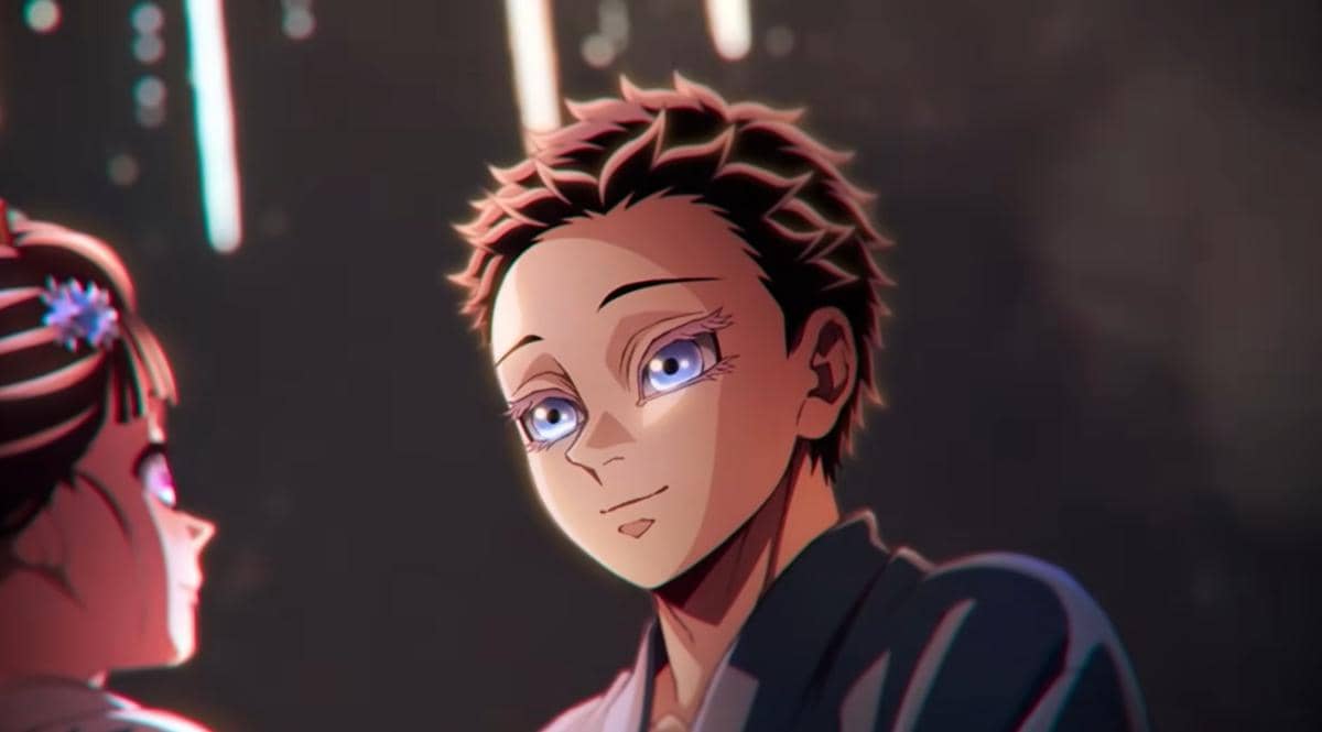 Cuplikan Akaza muda bersama Koyuki dari film anime Demon Slayer: Infinity Castle (2025). Adegan kilas balik yang menyoroti masa manusia Akaza sebelum menjadi iblis.