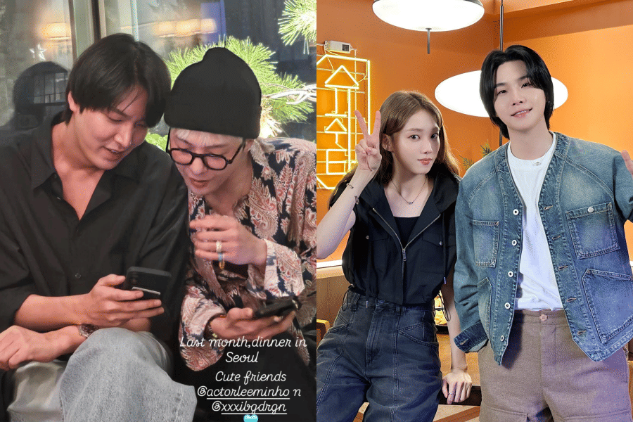 Lee Min Ho dan G-Dragon (instagram.com/evachowofficial) | Lee Sung Kyung dan SUGA BTS (x.com/bts_bighit)