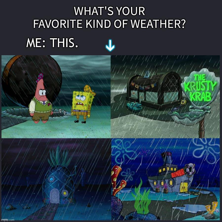 meme kartun tentang hujan