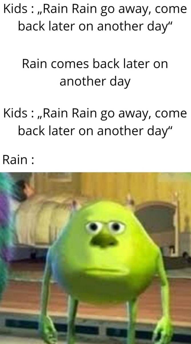 meme kartun tentang hujan