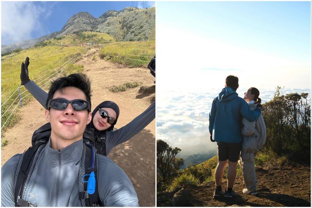 seleb mendaki gunung bareng pasangan