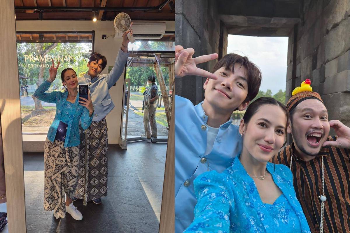 potret Ji Chang Wook, Pevita Pearce, dan Agung Karmalogy di Candi Prambanan, Yogyakarta