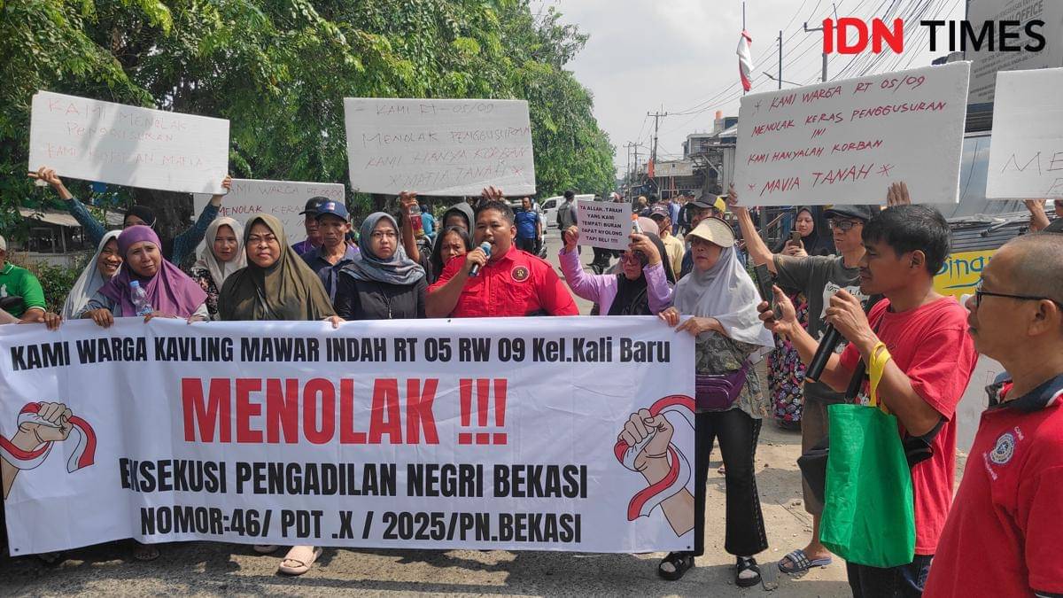 Proses pengukuran lahan di Bekasi ditolak warga. (IDN Times/Imam Faishal) 