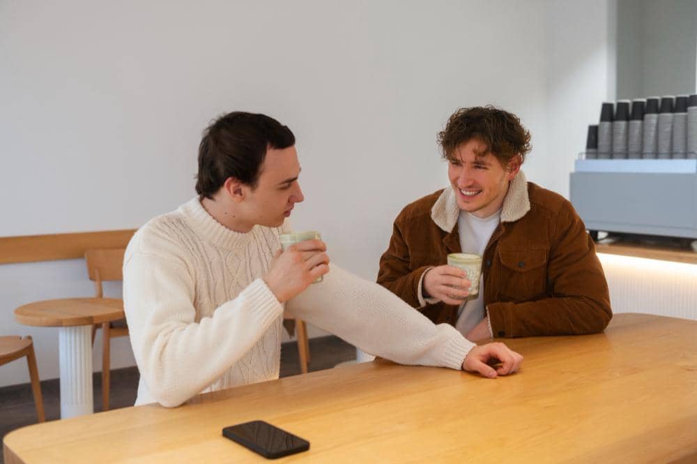 ilustrasi laki-laki mengobrol