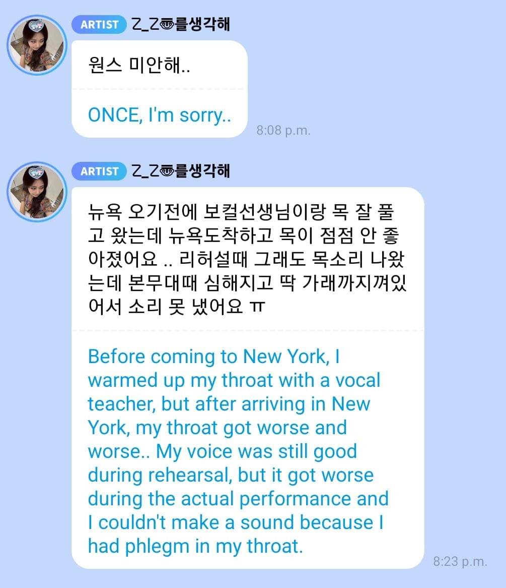 permohonan maaf Tzuyu TWICE di Bubble