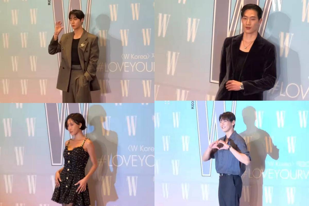 potret Choo Young Woo, Noh Sang Hyun, Hwasa MAMAMOO, dan Kim Young Kwang di red carpet W Korea Party 2025.