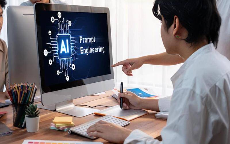 ilustrasi asisten virtual AI generatif untuk Prompt Engineer